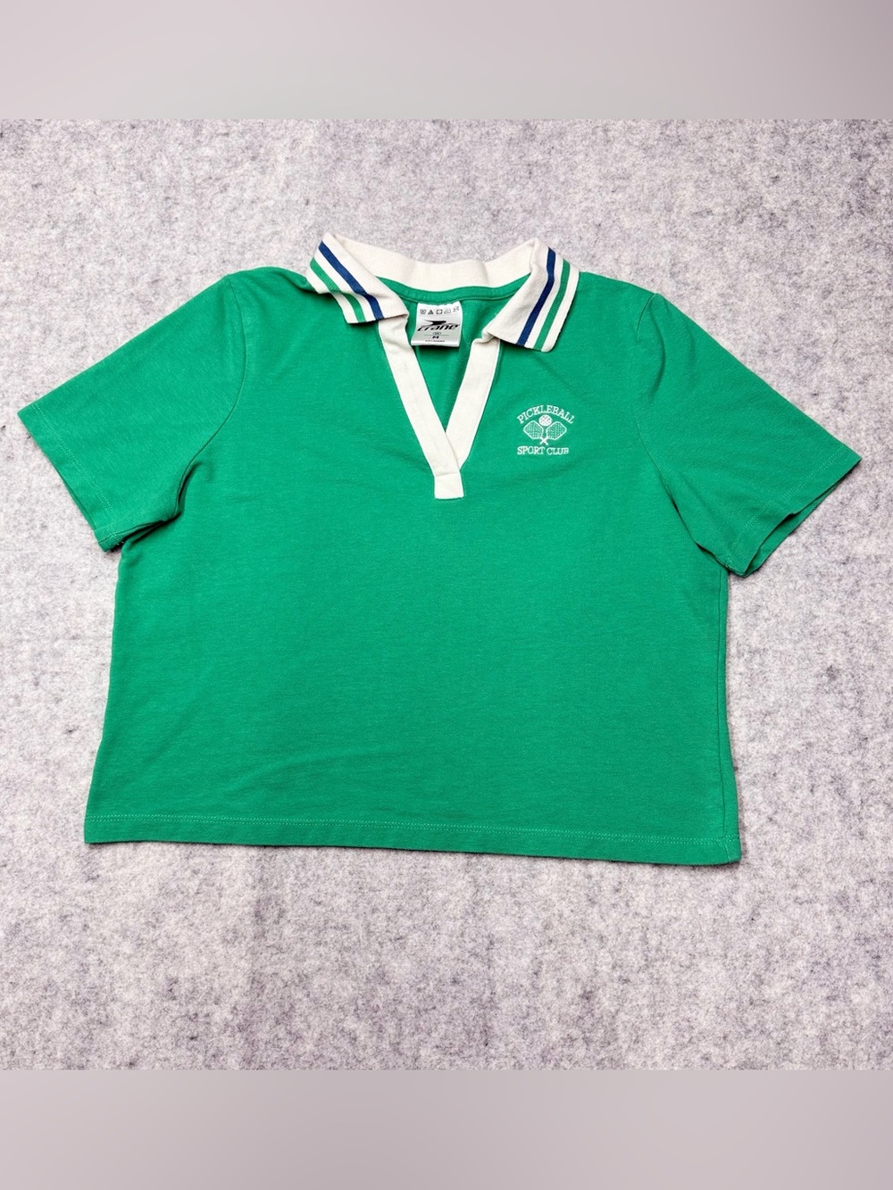 Crane Women's Pickleball Sport Club Crop Polo Shirt Green Size Medium